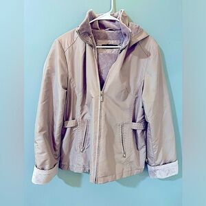 Weather Tamer Tan Women's All Weather Hooded Full Zip & Snap Jacket Size medium